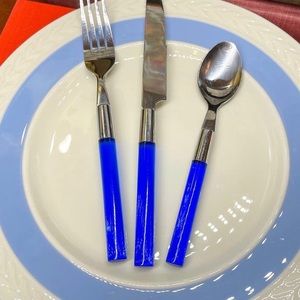 VINTAGE Blue Lucite Flatware, 36 pieces, 12 setting 3 pieces per setting